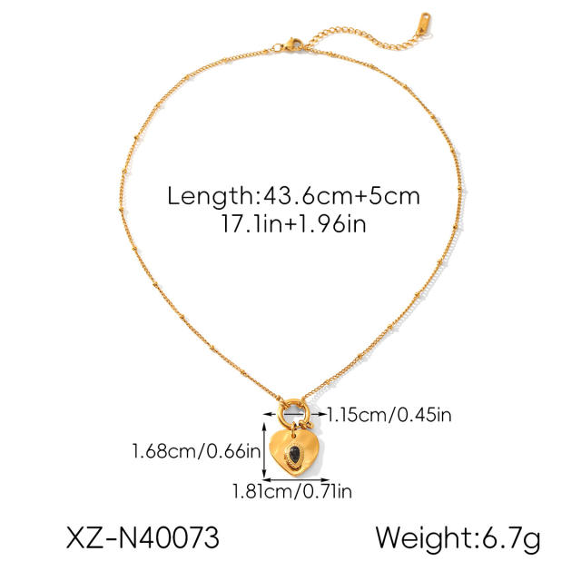 INS black color enamel stainless steel earrings necklace set