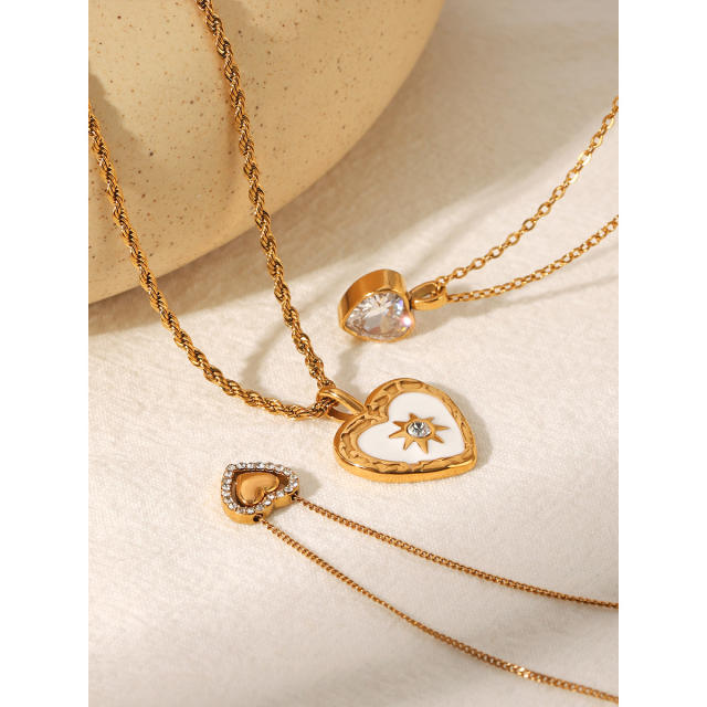 French trend classic heart pendant dainty stainless steel necklace