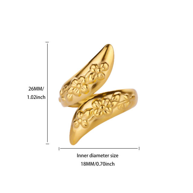 Simple Stainless Steel rings Flower Bow Marine Animal Open Rings