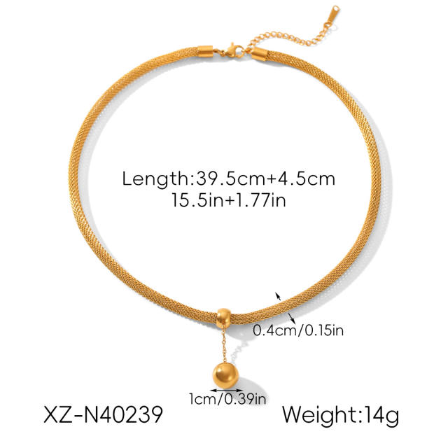 18KG easy match beaded series stainless steel necklace bracelet rings earrings set