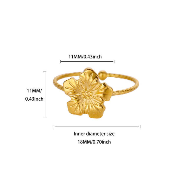 Simple Stainless Steel rings Flower Bow Marine Animal Open Rings