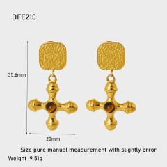 18KG baroque cross stainless steel earrings