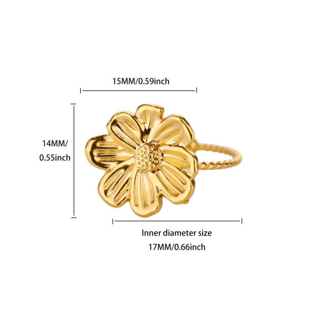 Simple Stainless Steel rings Flower Bow Marine Animal Open Rings