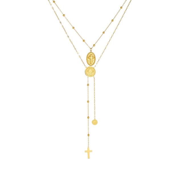 Dainty Round relief human figure layer necklace stainless steel necklace stack wear necklace