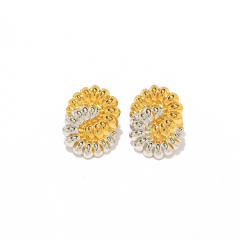 Stainless Steel Earrings Round Trendy Vacuum Electroplated 18K Gold Women's Jewelry
