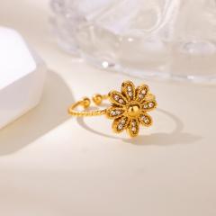 Simple Stainless Steel rings Flower Bow Marine Animal Open Rings