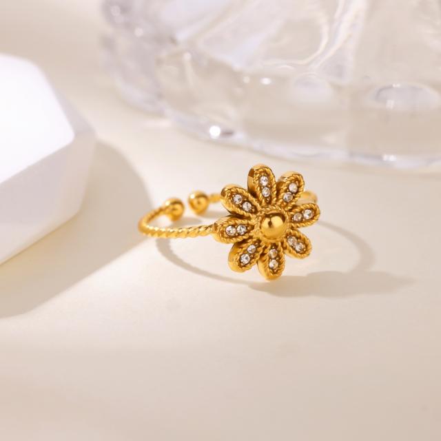Simple Stainless Steel rings Flower Bow Marine Animal Open Rings