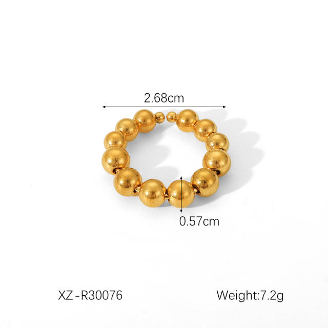18KG easy match beaded series stainless steel necklace bracelet rings earrings set