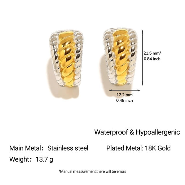 Stainless Steel Earrings Round Trendy Vacuum Electroplated 18K Gold Women's Jewelry