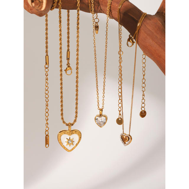 French trend classic heart pendant dainty stainless steel necklace