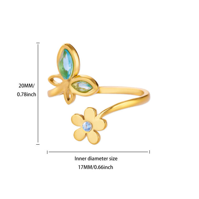 18KG classic blue cubic zircon inlaid stainless steel rings