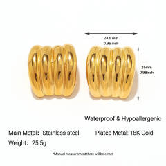 Stainless Steel Earrings Round Trendy Vacuum Electroplated 18K Gold Women's Jewelry