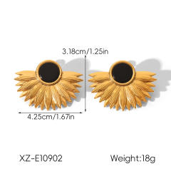 INS black color enamel stainless steel earrings necklace set
