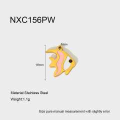 Ins Mermaid Flip-Top Heart Enamel Rainbow Stainless Steel Pendant Waterproof DIY Jewelry Accessories Charm for Women