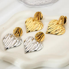 18KG fold heart mix color stainless steel earrings