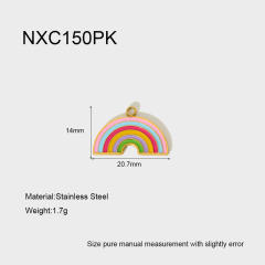 Ins Mermaid Flip-Top Heart Enamel Rainbow Stainless Steel Pendant Waterproof DIY Jewelry Accessories Charm for Women
