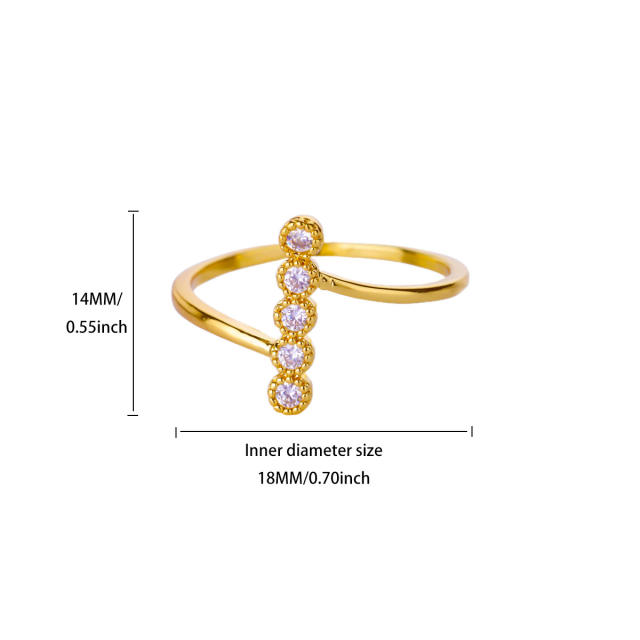 Fashion Retro Ins Style Blue Drip Glaze Open Ring Elegant Simple Geometric Zircon Versatile Ring