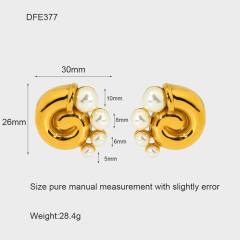 18KG hot sale inlaid diamond shell button shape stainless steel earrings