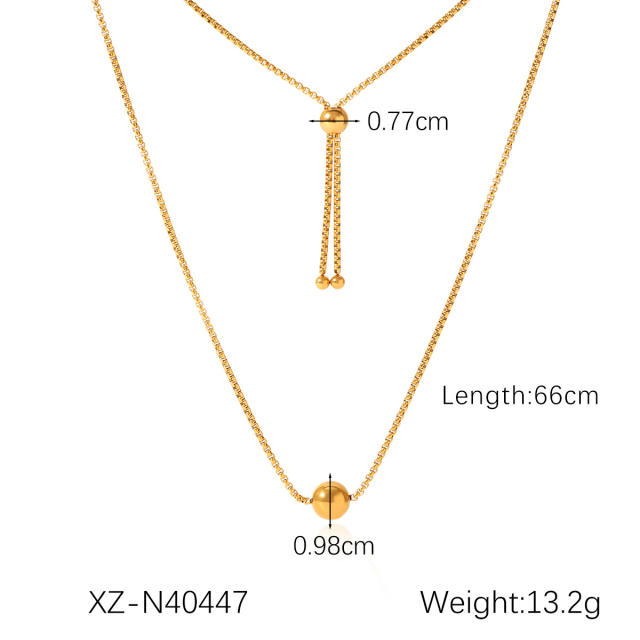 18KG easy match beaded series stainless steel necklace bracelet rings earrings set
