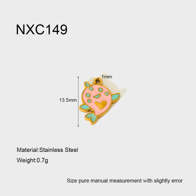 Ins Mermaid Flip-Top Heart Enamel Rainbow Stainless Steel Pendant Waterproof DIY Jewelry Accessories Charm for Women