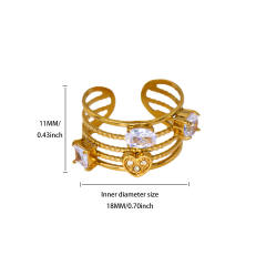18KG classic blue cubic zircon inlaid stainless steel rings