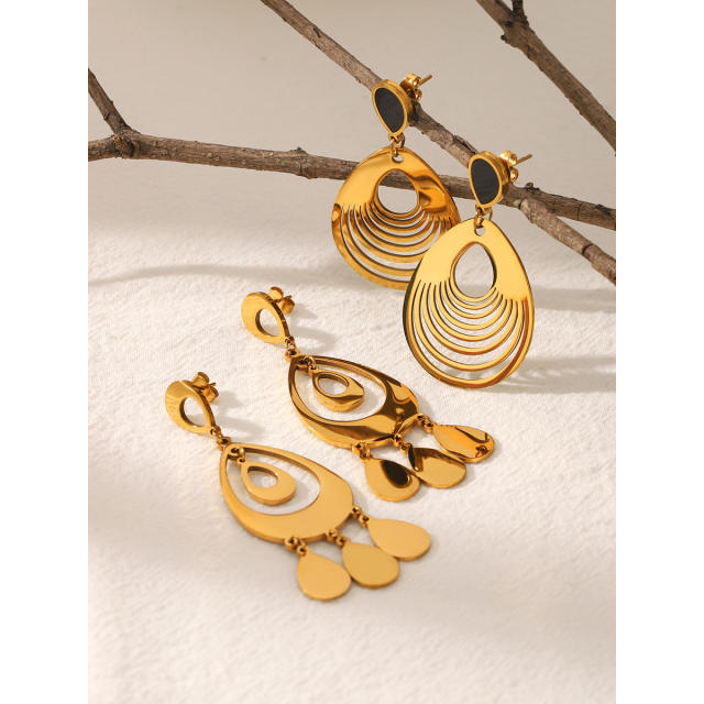 Hollow out drop stainless steel earrings dangle earrings