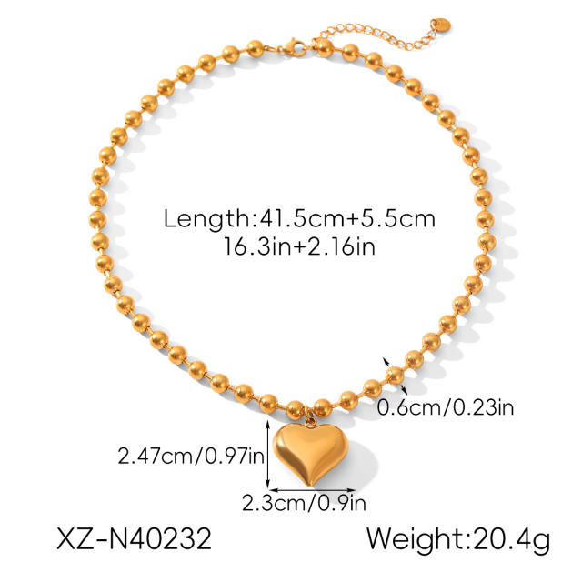 18KG easy match beaded series stainless steel necklace bracelet rings earrings set