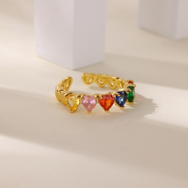 Fashion Retro Ins Style Blue Drip Glaze Open Ring Elegant Simple Geometric Zircon Versatile Ring