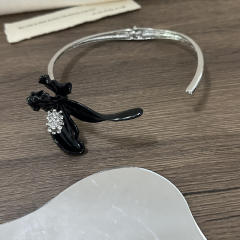 Heavy Retro Metal Enamel Swallowtail Flower Open Choker necklace