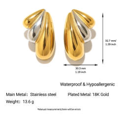 Stainless Steel Earrings Round Trendy Vacuum Electroplated 18K Gold Women's Jewelry
