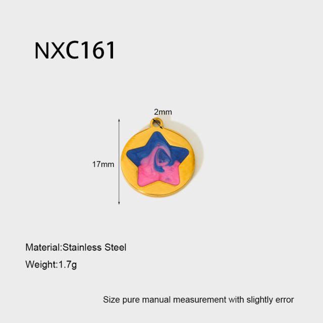 Ins Mermaid Flip-Top Heart Enamel Rainbow Stainless Steel Pendant Waterproof DIY Jewelry Accessories Charm for Women