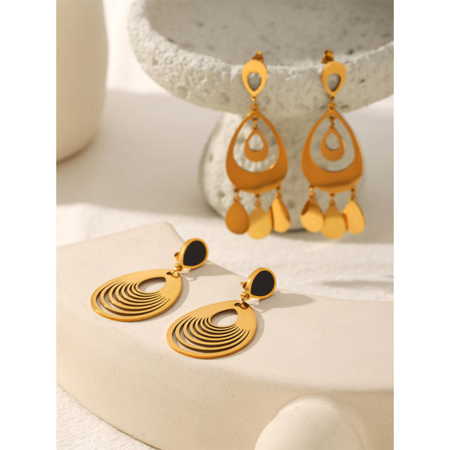 Hollow out drop stainless steel earrings dangle earrings