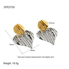 18KG fold heart mix color stainless steel earrings