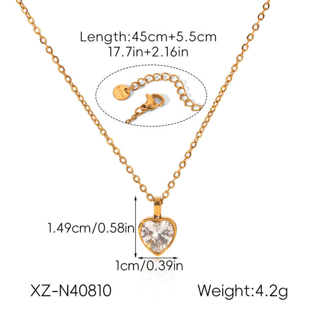 French trend classic heart pendant dainty stainless steel necklace