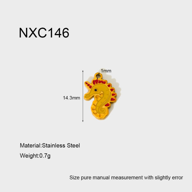 Ins Mermaid Flip-Top Heart Enamel Rainbow Stainless Steel Pendant Waterproof DIY Jewelry Accessories Charm for Women