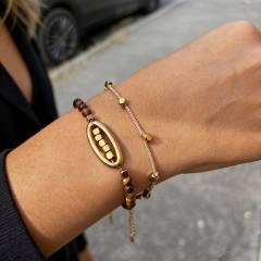 Boho mini natural stone beaded bracelet stack bracelet stainless steel bracelet