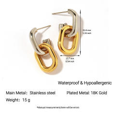 Stainless Steel Earrings Round Trendy Vacuum Electroplated 18K Gold Women's Jewelry