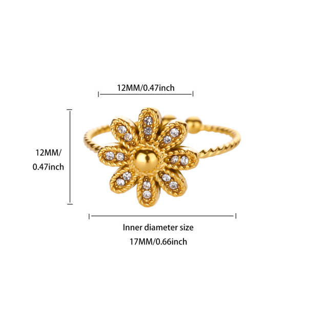Simple Stainless Steel rings Flower Bow Marine Animal Open Rings