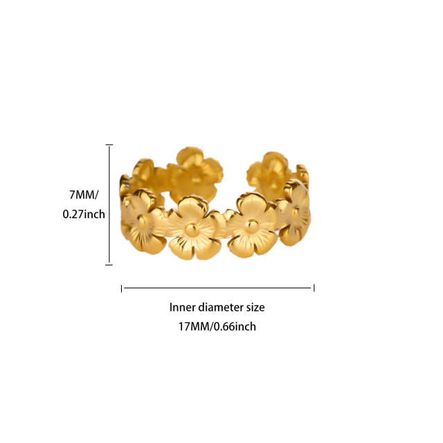 Simple Stainless Steel rings Flower Bow Marine Animal Open Rings