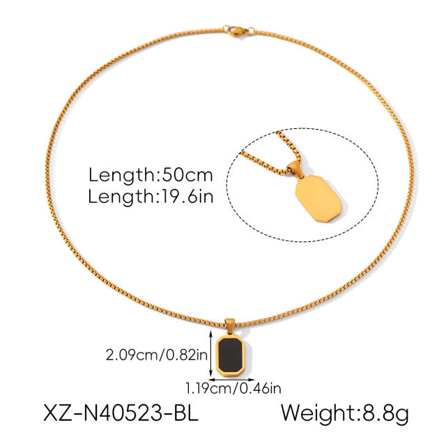 INS black color enamel stainless steel earrings necklace set