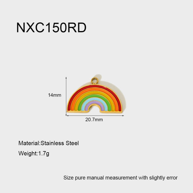 Ins Mermaid Flip-Top Heart Enamel Rainbow Stainless Steel Pendant Waterproof DIY Jewelry Accessories Charm for Women