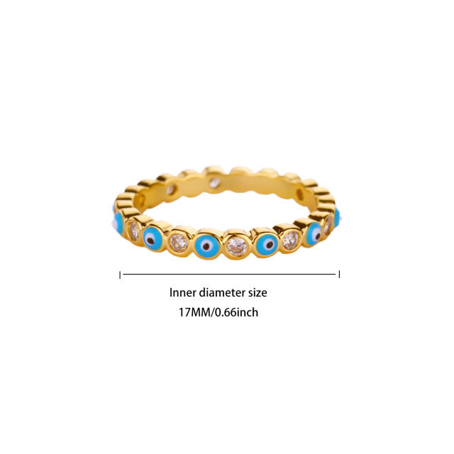 Fashion Retro Ins Style Blue Drip Glaze Open Ring Elegant Simple Geometric Zircon Versatile Ring