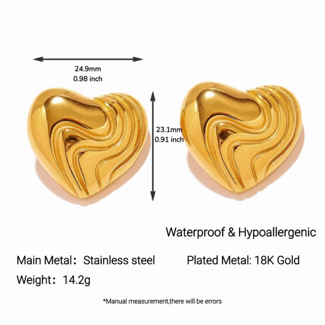 Stainless Steel Earrings Round Trendy Vacuum Electroplated 18K Gold Women's Jewelry