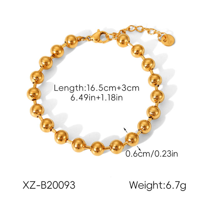 18KG easy match beaded series stainless steel necklace bracelet rings earrings set