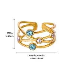18KG classic blue cubic zircon inlaid stainless steel rings