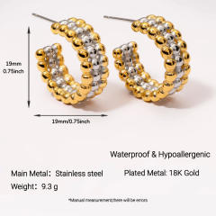 Stainless Steel Earrings Round Trendy Vacuum Electroplated 18K Gold Women's Jewelry