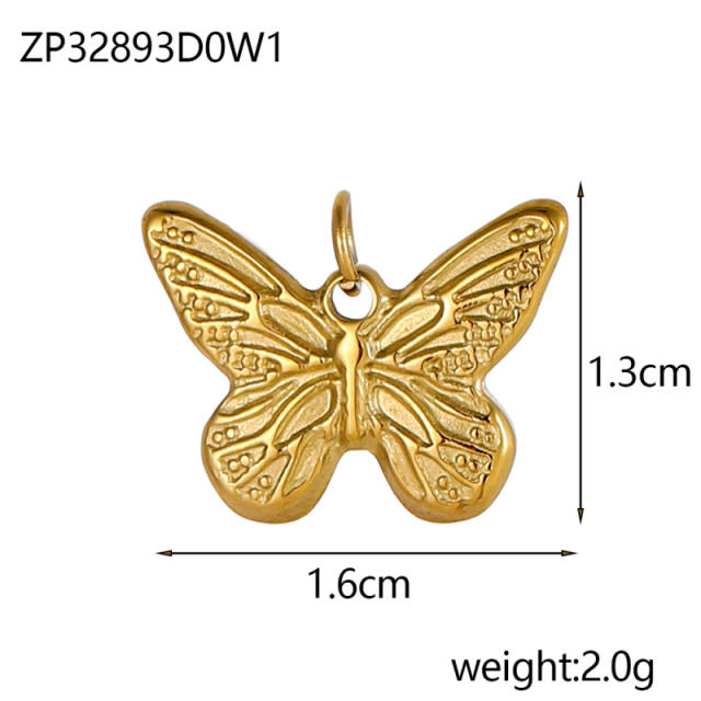 Hot-Selling Baroque Style Heart Pendant Zircon Inlaid Stainless Steel DIY Jewelry Accessories Wholesale