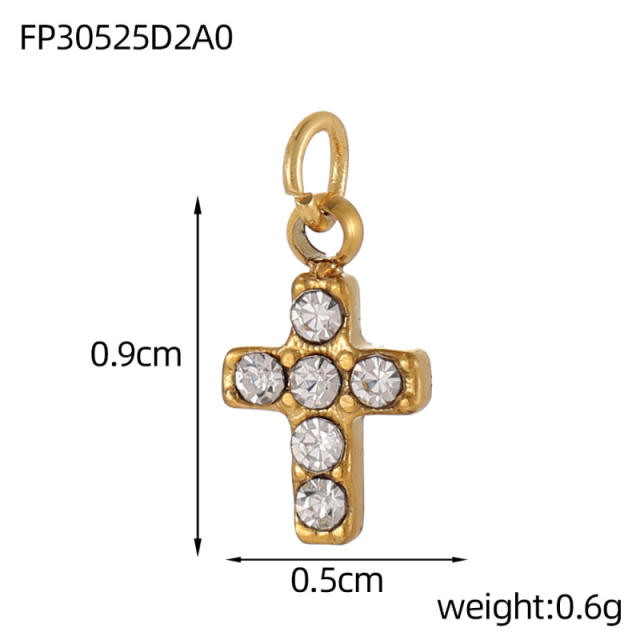 Hot-Selling Baroque Style Heart Pendant Zircon Inlaid Stainless Steel DIY Jewelry Accessories Wholesale