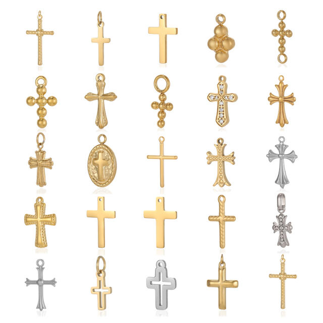 Vintage handmade jewelry cross design charm DIY jewelry pendant stainless steel accessory