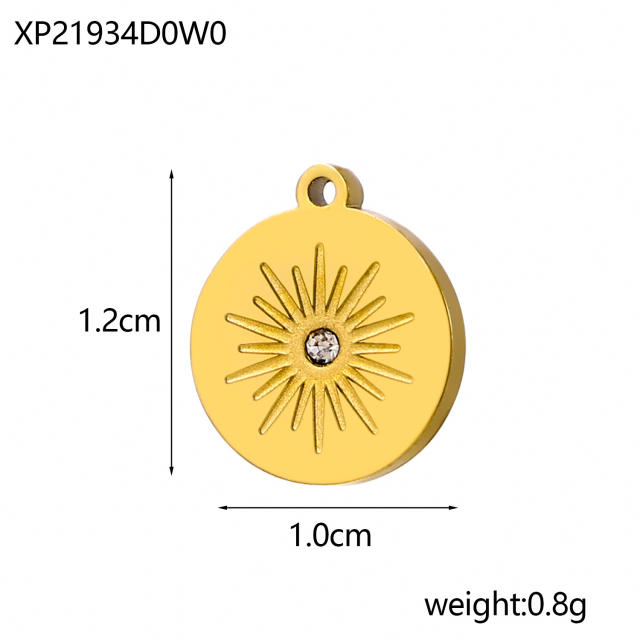 Hot-Selling Baroque Style Heart Pendant Zircon Inlaid Stainless Steel DIY Jewelry Accessories Wholesale